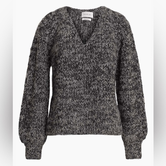 NWT Eleven Six Tess Alpaca Sweater Chunky Knit Salt Pepper Black White Sz M L - Picture 3 of 14